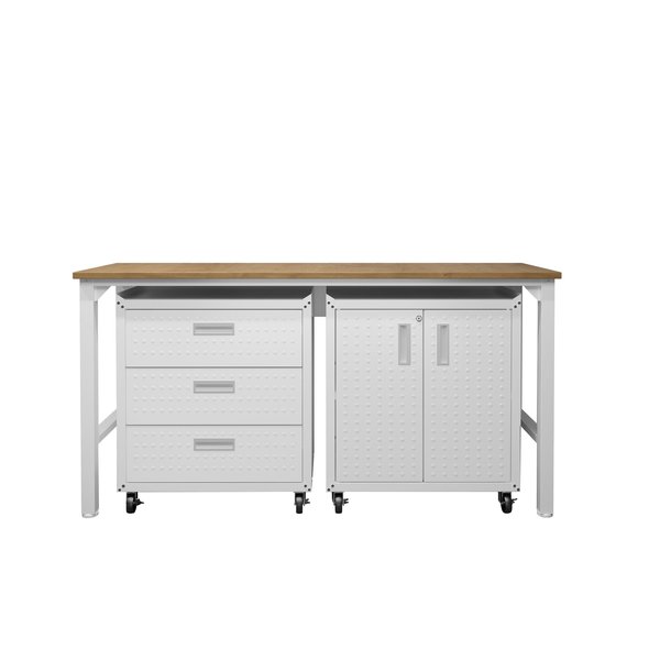 Manhattan Comfort 3-Piece Fortress Mobile Space-Saving Garage Cabinet and Worktable 3.0 16GMC-WH